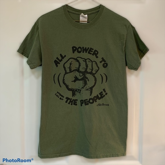 Gildan Other - R Crumb All Power to the People Green Tee Unisex S